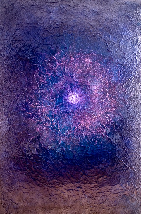 Drew Wood, Retinal Halo 1, 2011, oil, color-shifting and thermal reactive enamel, acrylic, and synthetic resin on canvas, 48"x72"x1.5", nfs