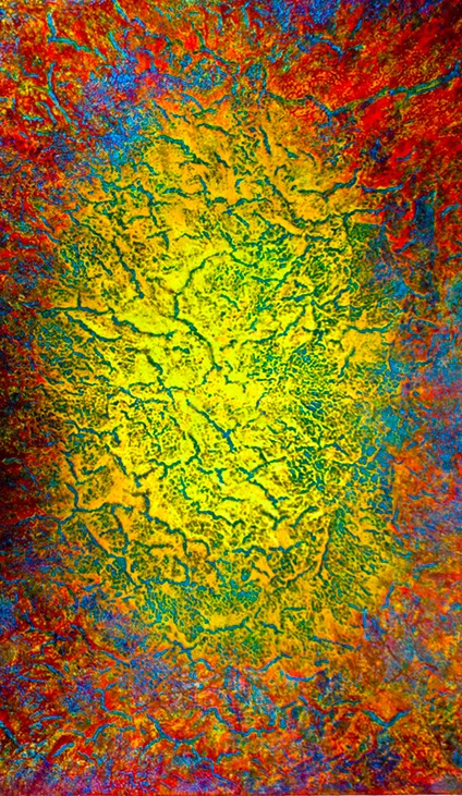 Drew Wood, Solar Flare, 2009, oil, color-shifting enamel, acrylic, and synthetic resin on canvas, 48"x72"x1.5", nfs